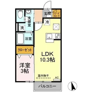 リビングタウン高松中央B棟【102号室】の間取り