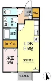 リビングタウン伏石 B棟【202号室】の間取り