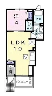アルドール香西Ⅱ【105号室】の間取り