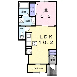 アンフィニ プレジール【102号室】の間取り