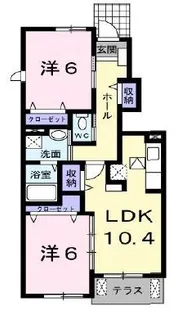 リバーヒルA【102号室】の間取り