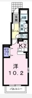 リバティハウスA【101号室】の間取り