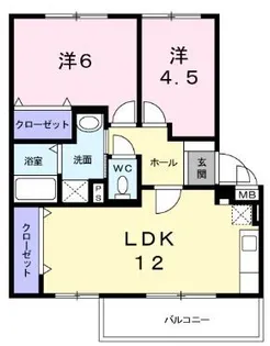 リヴィエール宮本Ⅱ【202号室】の間取り