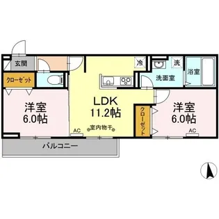 ユニヴェール G棟【202号室】の間取り