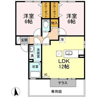 セジュール六条A棟【102号室】の間取り