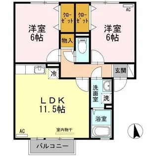 ブルー フォーレ D棟【203号室】の間取り