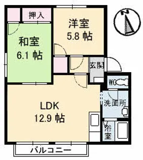 ドムス ヒルズD館【203号室】の間取り