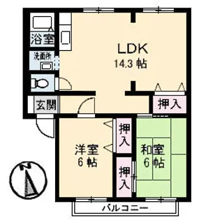 サンビレッジ高松 D棟【101号室】の間取り