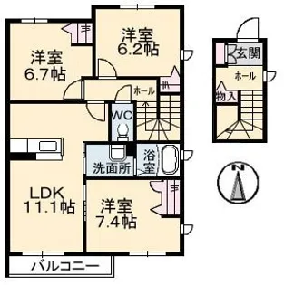 シャーメゾン上林C棟【201号室】の間取り