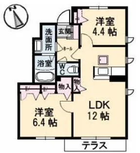 シャーメゾン空港通り A棟【101号室】の間取り
