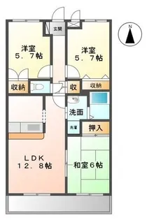 サニーハイツ鬼無【202号室】の間取り