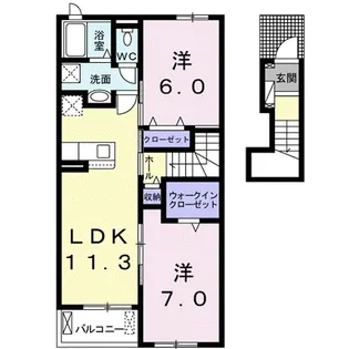 ヘリオス木太Ⅰ【202号室】の間取り