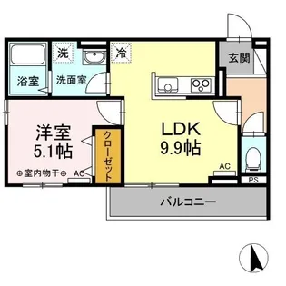 ユニヴェール B棟【303号室】の間取り