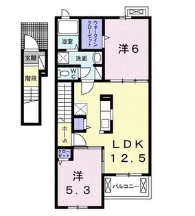クラール元山E【203号室】の間取り