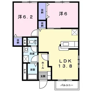 パールスクエアB【102号室】の間取り