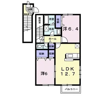 ヌーベル シャトウC【201号室】の間取り