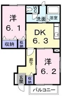 パークサイド大道A【102号室】の間取り