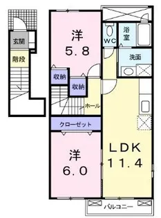 サンパティーク メゾンB【201号室】の間取り