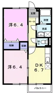 2DKの間取り画像