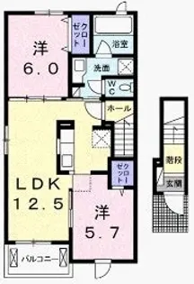 クラール木太C【201号室】の間取り