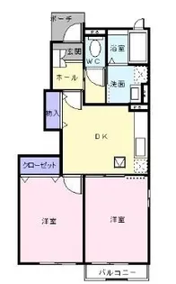 パストラル川部D【101号室】の間取り