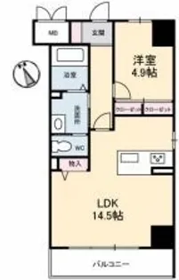 1LDKの間取り画像