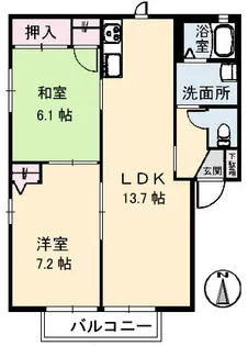 クレール高松【101号室】の間取り