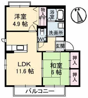 YMハイツ A棟【102号室】の間取り