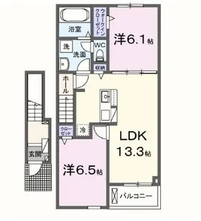 カーサ・グレイス A【202号室】の間取り
