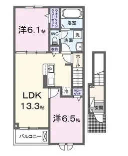 カーサ グレイス B【202号室】の間取り