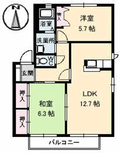 2LDKの間取り画像
