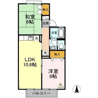 2LDKの間取り画像