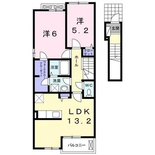 2LDKの間取り画像