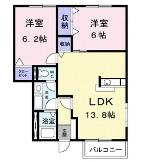 コートヤード B【103号室】の間取り