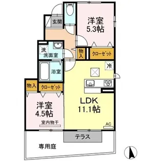 サンロード仏生山 A棟【101号室】の間取り