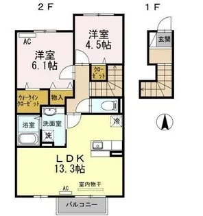 花水木 A棟【203号室】の間取り