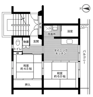 ビレッジハウス能島1号棟【0302号室】の間取り