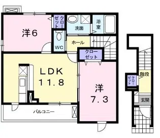 ナチュラルM A【0201号室】の間取り