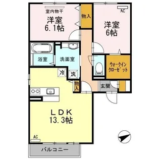 サン ブランドール【0201号室】の間取り