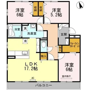 メゾンソレイユ A棟【202号室】の間取り