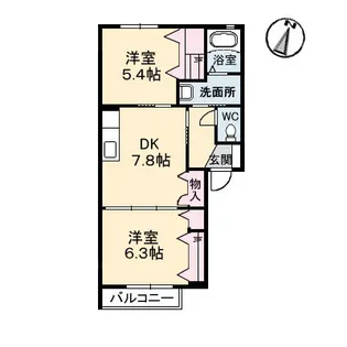 クレスト山手【0103号室】の間取り