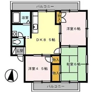 エバーグリーン手城 A棟【0302号室】の間取り