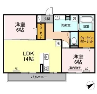 プレンティー中須 B【0102号室】の間取り