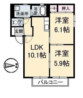 パビオン A棟【0102号室】の間取り