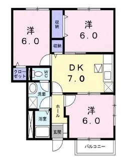 フォンテーヌB【0104号室】の間取り