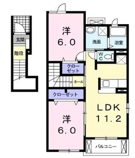 2LDKの間取り画像