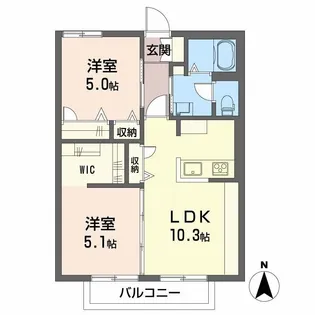 クレセント エビス【201号室】の間取り