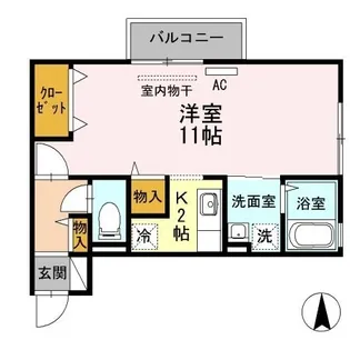 レセンテ手城【0103号室】の間取り