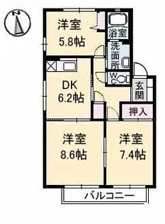トータス井上 A棟【0202号室】の間取り