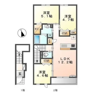 ル・ボヌールⅡ【202号室】の間取り